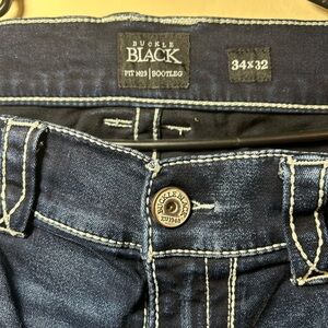 Buckle Black Denim Jeans with Brown Label